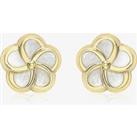 9ct Yellow Gold Mother of Pearl Flower Stud Earrings 1.59.0839