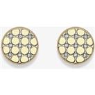 9ct Yellow Gold Patterned Cubic Zirconia Disc Stud Earrings SE598