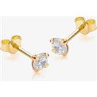 9ct Gold 4mm Round Cubic Zirconia Stud Earrings 1-58-6319