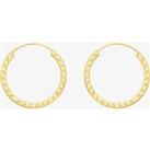 9ct Yellow Gold 15mm Diamond-Cut Sleeper Hoop Earrings 1.53.9899