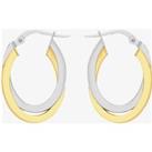 9ct Two-Tone Oval Crossover Creole Earrings 2.53.3929