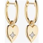 9ct Yellow Gold Diamond Heart Hoop Earrings GE2404