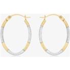 9ct Two Colour Gold Oval Hoop Earrings 2.53.9119