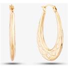 9ct Yellow Gold Patterned Oval Creole Earrings 1.53.7409