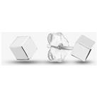9ct White Gold Cube Stud Earrings SE172