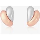 9ct White and Rose Gold Double Curl Studs Earrings SE514