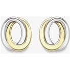 9ct Two Colour Linked Oval Studs ER242