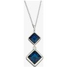 Sterling Silver Blue Crystal Double Drop Necklace P5050L N2323