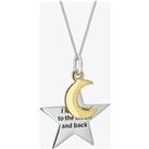 Sterling Silver Engraved Moon and Star Pendant 8.68.4209
