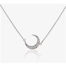 Sterling Silver Cubic Zirconia Crescent Moon Necklace N611070