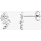 Silver Cubic Zirconia Swirl Flower Stud Earrings E614543