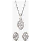 Silver Pav Open Marquise Pendant and Earring Set E614905+P614075