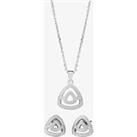 Silver Pav Open Triangle Pendant and Earring Set E611952+P612148