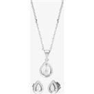 Silver Cubic Zirconia Teardrop Pendant and Earring Set E612208+P612484