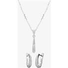 Silver Cubic Zirconia Graduated Pave Pendant and Earrings Set SET10172