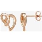 Silver Sparkle Rose Abstract Knotted Heart Stud Earrings DE365CRRG0.5(T)