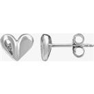 Silver Sparkle Silver Folded Heart Stud Earrings E3246C(T)