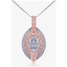 V Jewellery Silver Rose Gold Plated Rose Marquise Cubic Zirconia Pendant 3050