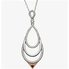 House Of Lor Silver Rose Gold-plated Cubic Zirconia Open Tear Drop Pendant H-40032