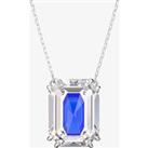Swarovski Chroma Blue & White Octagon Crystal Necklace 5600625