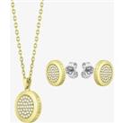 BOSS Medallion Gold-Tone Pav Necklace & Stud Earrings Set 1570149