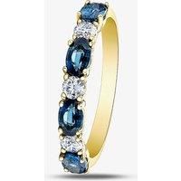 9ct Yellow Gold Sapphire & 0.2ct Diamond Half Eternity Ring 50L77 SAPH M