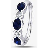 9ct White Gold Sapphire & Diamond Rubover Half Eternity Ring 8910/9Y/DQ10S Q