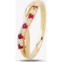 9ct Yellow Gold Ruby and Diamond Crossover Half Eternity Ring 9052/9Y/DQ1025R O