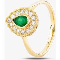 18ct Yellow Gold 0.36ct Pearshaped Emerald and 0.22ct Diamond Ring MC993 M