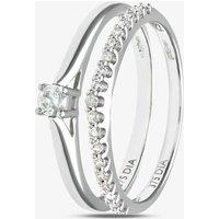 9ct White Gold 0.25ct Diamond Bridal Ring Set PR08560W L