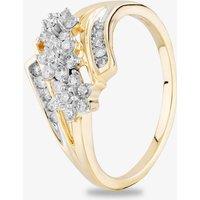 9ct Yellow Gold 0.50ct Diamond Flower Cluster Crossover Ring THR26237-50 M