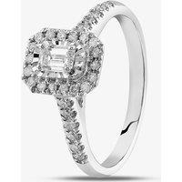 9ct White Gold 0.50ct Emerald Cut Diamond Cluster Shoulder Set Ring THR29083-50 M