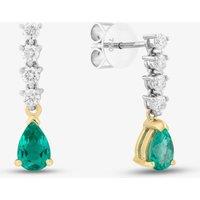 18ct Yellow Gold 0.72ct Pear Cut Emerald & 0.30ct Brilliant Cut Diamond Dropper Earrings 49724J5