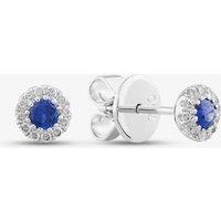 18ct White Gold Sapphire & Diamond Halo Stud Earrings 26845G8