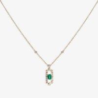 18ct Gold Gatsby Baguette-cut Emerald and Round Diamond Dropper Necklace LG194/NB(EM)
