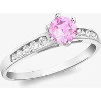 9ct White Gold Pink and White Crystal-Set Solitaire Ring (M) 5.84.7371 M