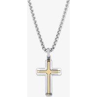 Unique Stainless Steel & Gold Plated Polished Cross Necklace AN-132/50CM