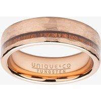 Unique Mens Rose Gold Plated Hammered Tungsten Wood Inlay 7mm Ring TUR-126-64