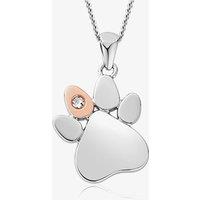 Clogau Affinity Paw Print White Topaz Necklace 3SPWP0225