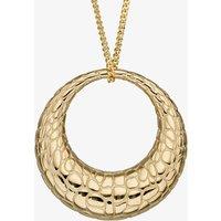 9ct Yellow Gold Snake Skin Textured Open Circle Necklace GP2292 GN184