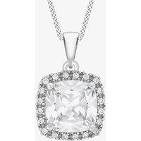 9ct White Gold Cubic Zirconia Cluster Square Pendant 5.63.6894