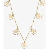 9ct Yellow Gold Heart & Flower Charm Necklace GN363