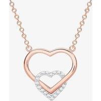 9ct Rose Gold & Cubic Zirconia Double Heart Necklace 5.19.7164
