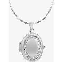 Silver Cubic Zirconia Oval Locket Necklace 8.65.1884