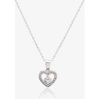 Sterling Silver Cubic Zirconia Pave Heart In Heart Pendant N611081