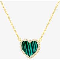 LUXE Silver Gold Plated Malachite & Cubic Zirconia Heart Necklace 8.13.7830