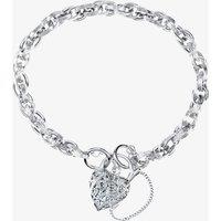 Silver Fancy Prince of Wales Heart Padlock Bracelet WHTSILBRAC