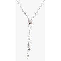 Sterling Silver Cubic Zirconia Pave Barrel & Ball Lariat Necklace N611058