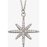 Sterling Silver Cubic Zirconia Pave Starburst Necklace N4421C