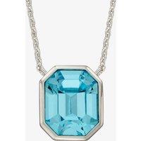 Sterling Silver Asscher-Cut Blue Crystal Necklace N4475T